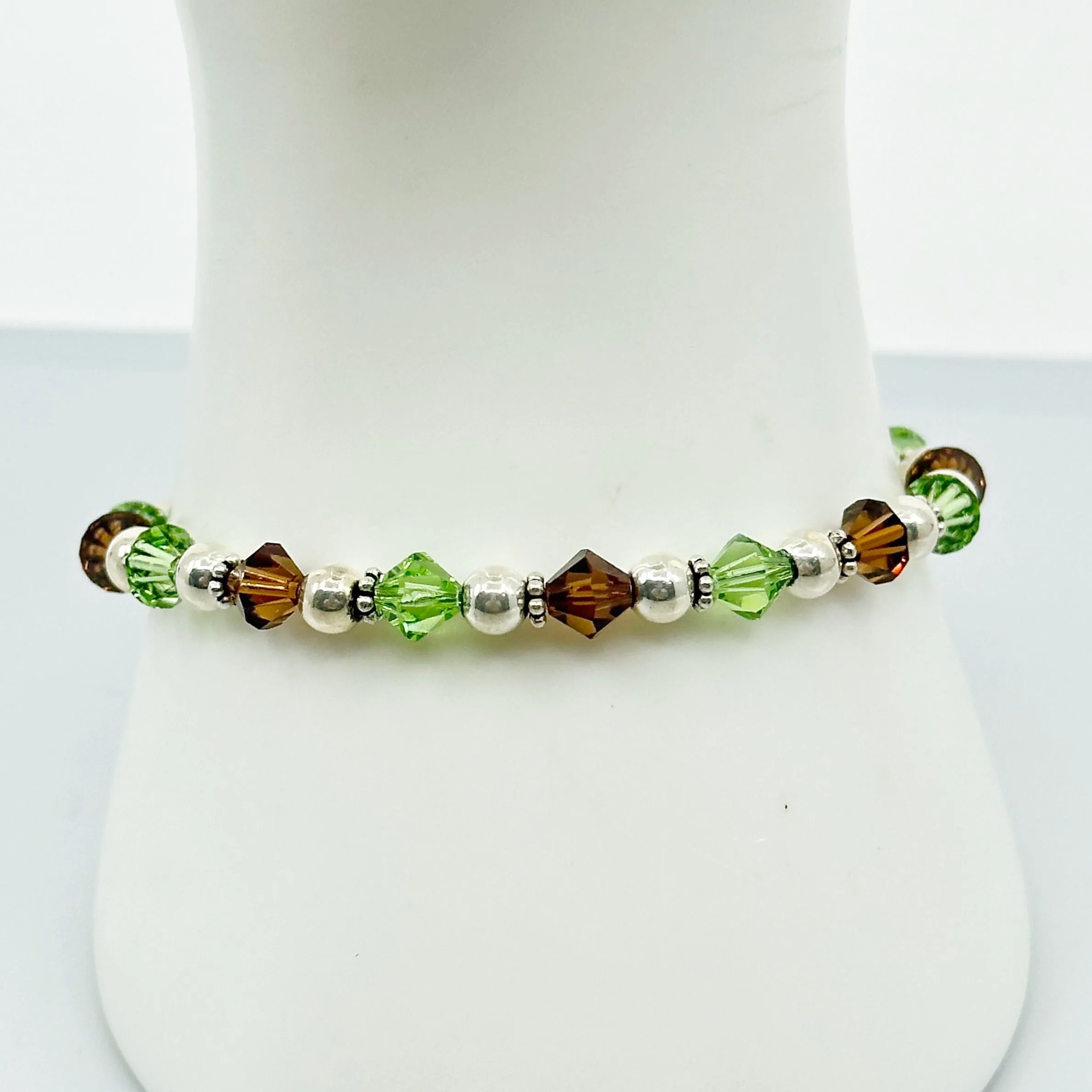 sterling silver crystal bead bracelet
