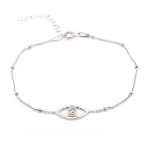 Sterling Silver Cubic Zirconia Evil Eye Bracelet