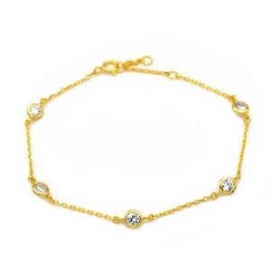 Sterling Silver Gold Plated Cubic Zirconia Bracelet