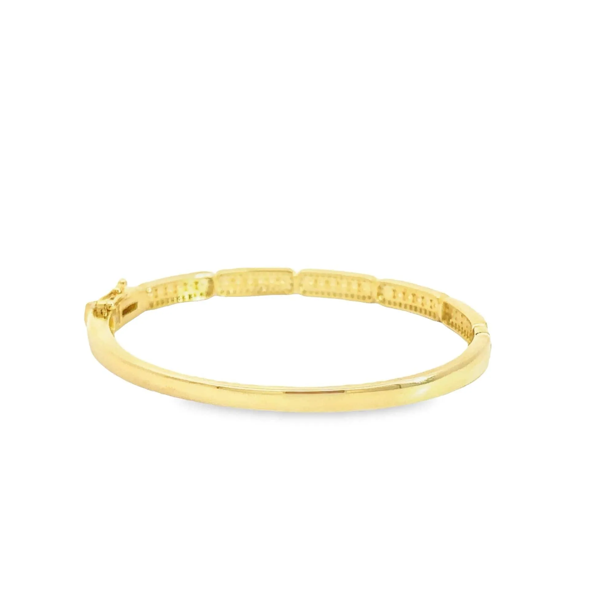 Sterling Silver Gold Plated CZ Oval Bangle Bracelet