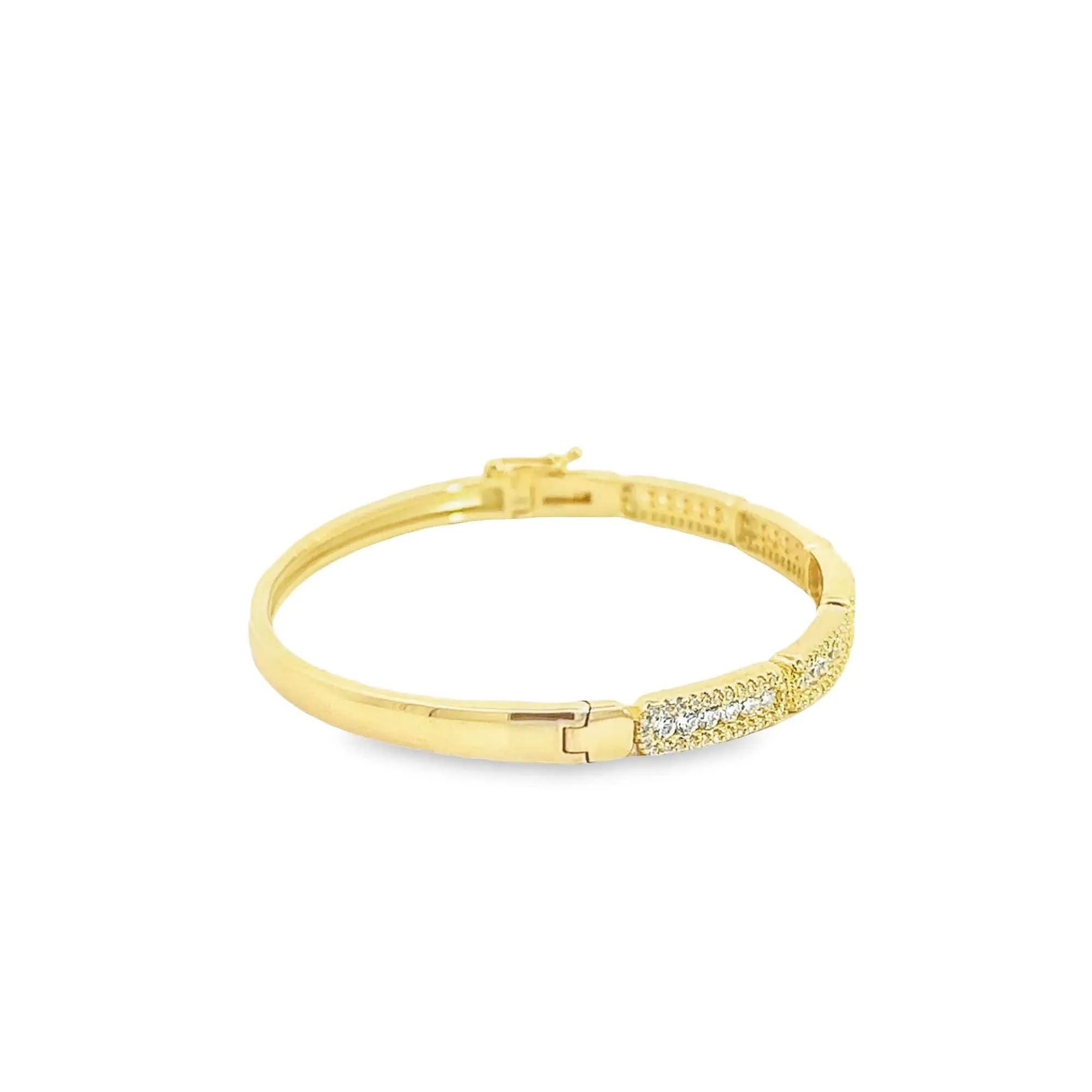 Sterling Silver Gold Plated CZ Oval Bangle Bracelet