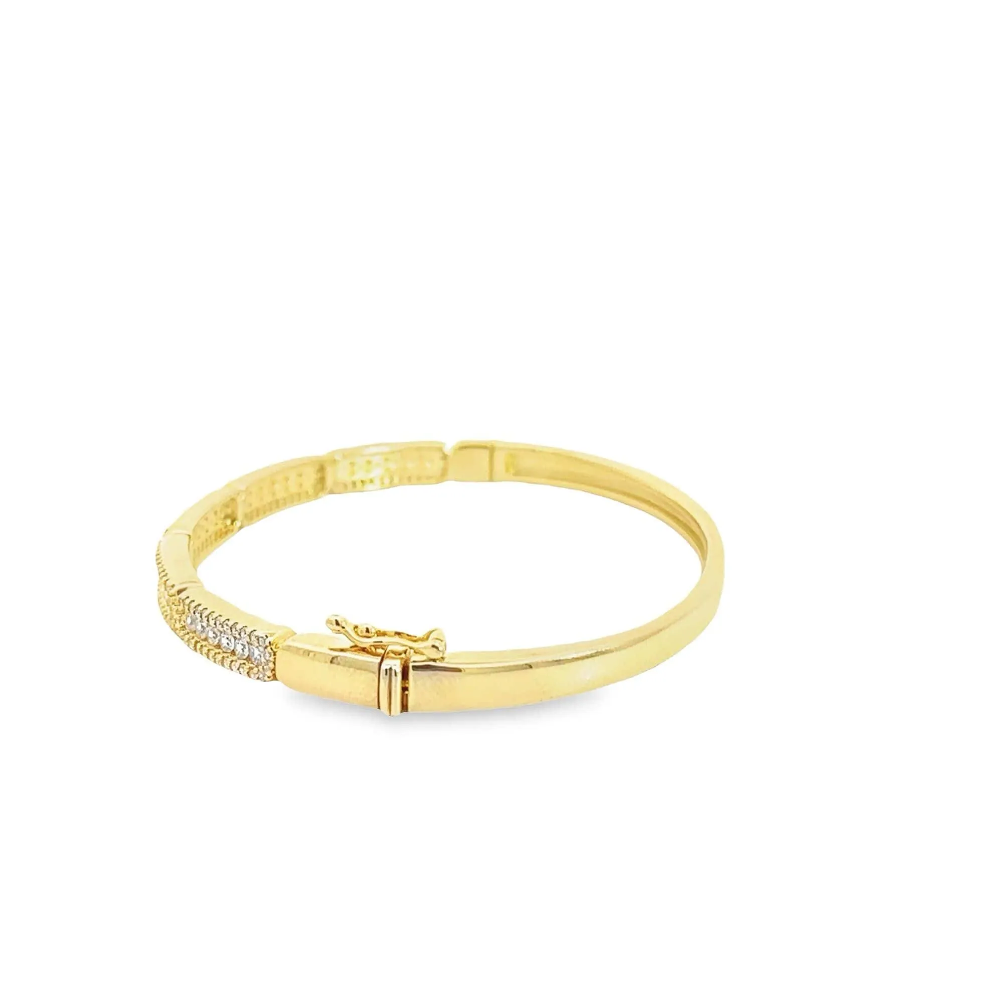 Sterling Silver Gold Plated CZ Oval Bangle Bracelet