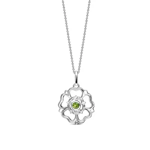 Sterling Silver Peridot Yorkshire Rose Pendant