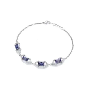 Sterling Silver Purple Tanzanite CZ Bracelet