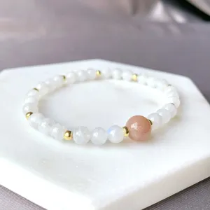 Sunstone & Moonstone Gold Beaded Bracelet