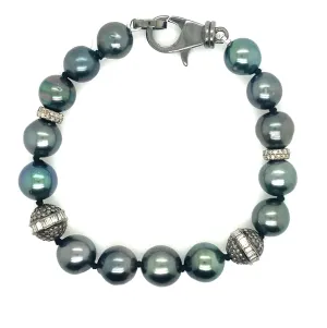 Tahitian Pearl & Diamond Rondelle Bracelet