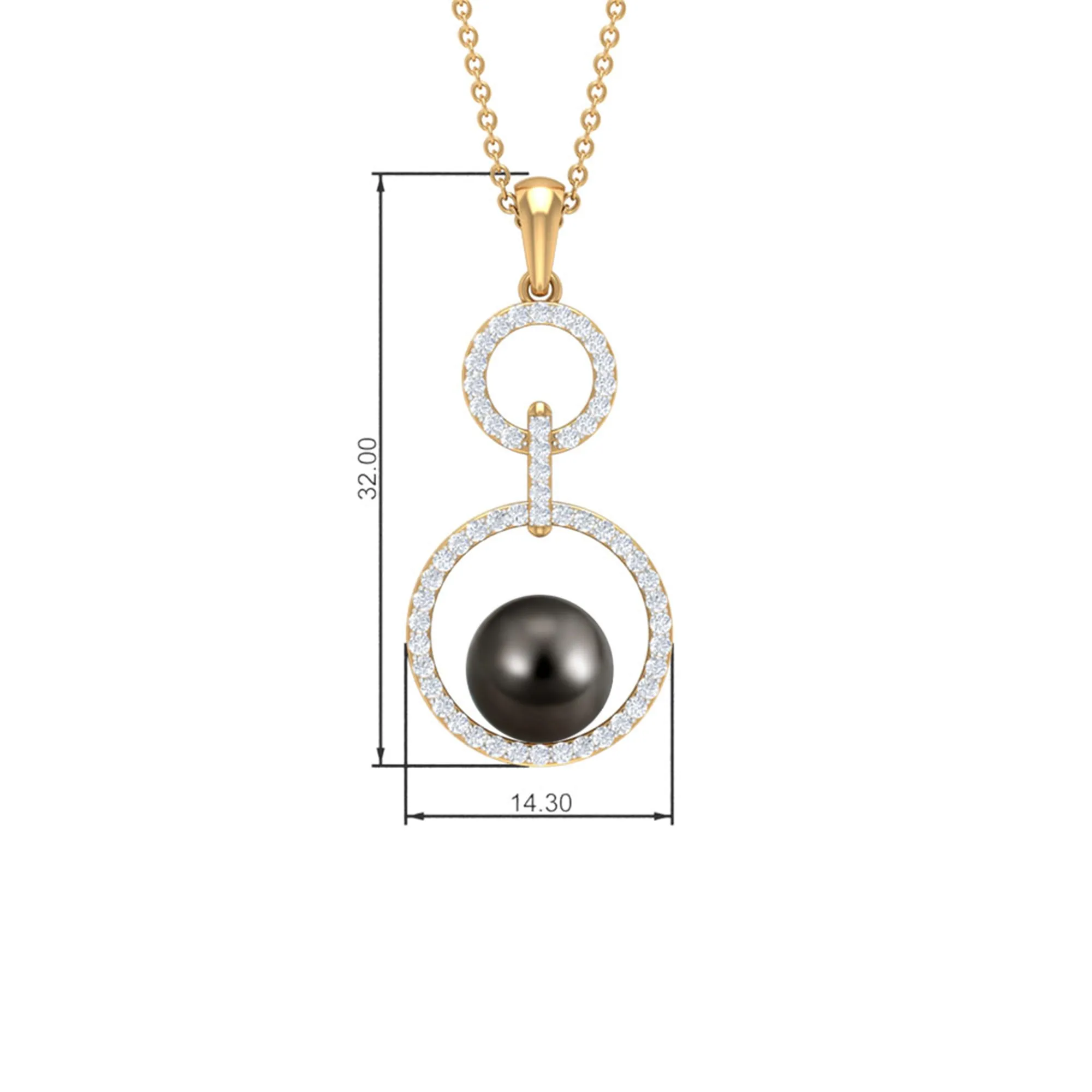 Tahitian Pearl and Diamond Eternity Dangle Pendant