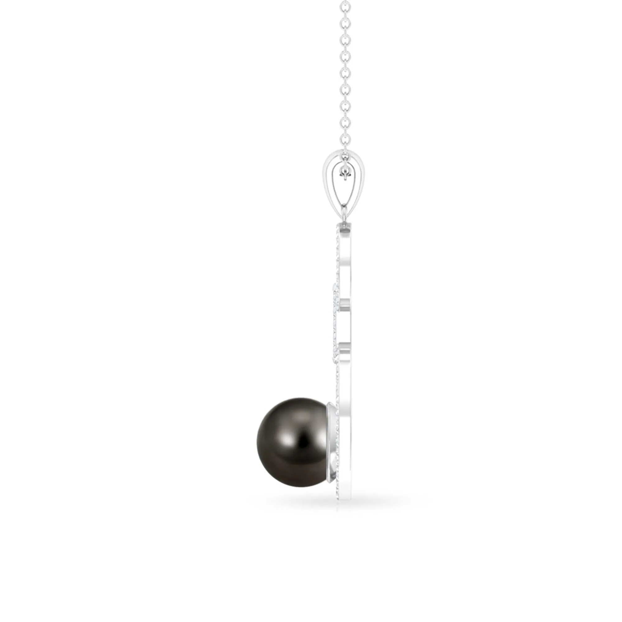 Tahitian Pearl and Diamond Eternity Dangle Pendant