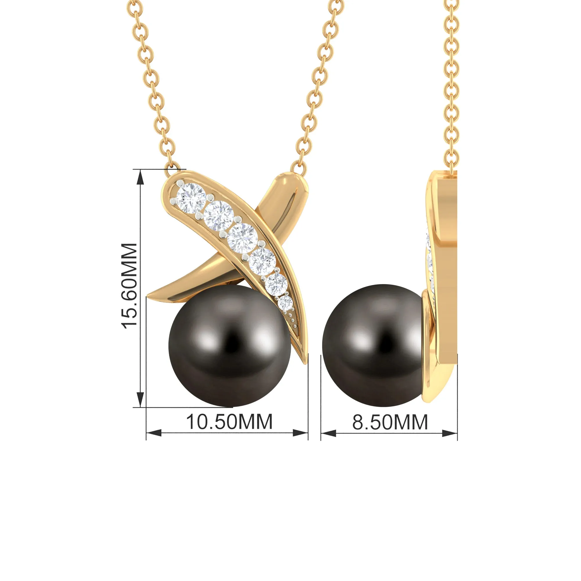 Tahitian Pearl and Diamond XO Necklace