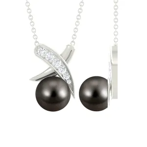 Tahitian Pearl and Diamond XO Necklace