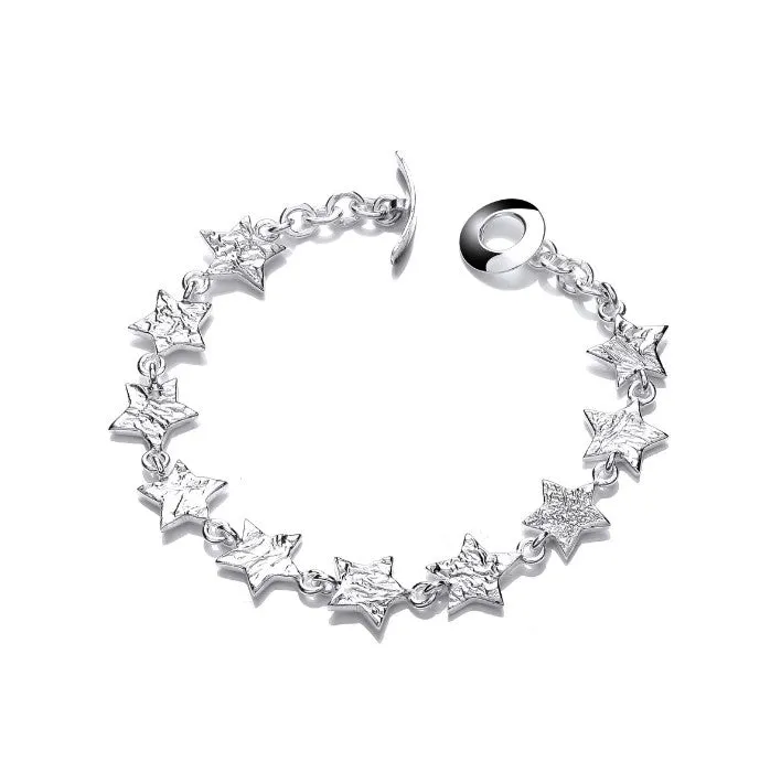 Textured Stars Silver Bracelet