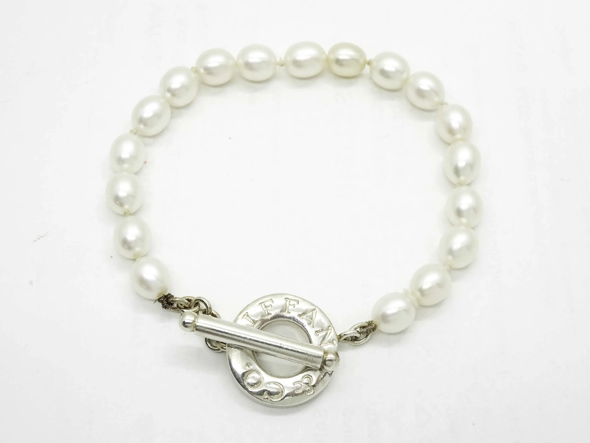 Tiffany & Co 7mm Freshwater Pearl Toggle Bracelet Sterling Silver