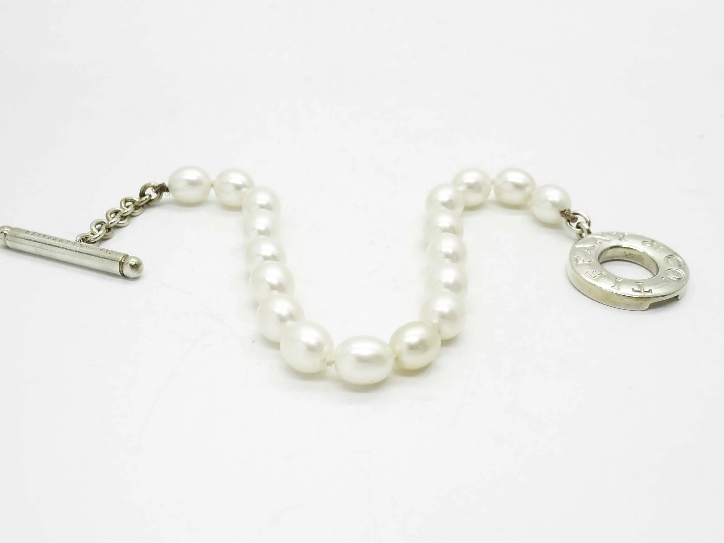 Tiffany & Co 7mm Freshwater Pearl Toggle Bracelet Sterling Silver