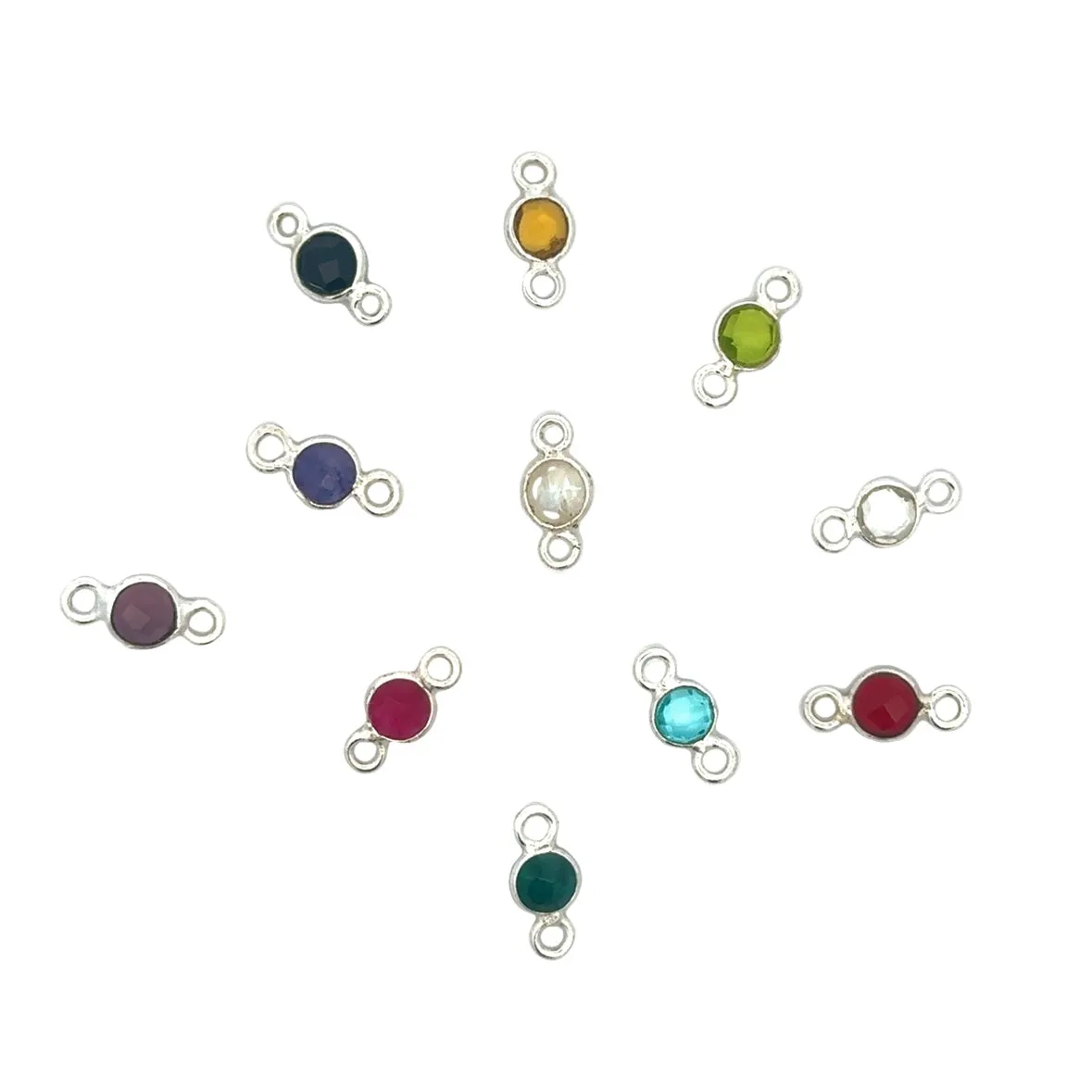 Tiny Round Channel Set Peridot Connector