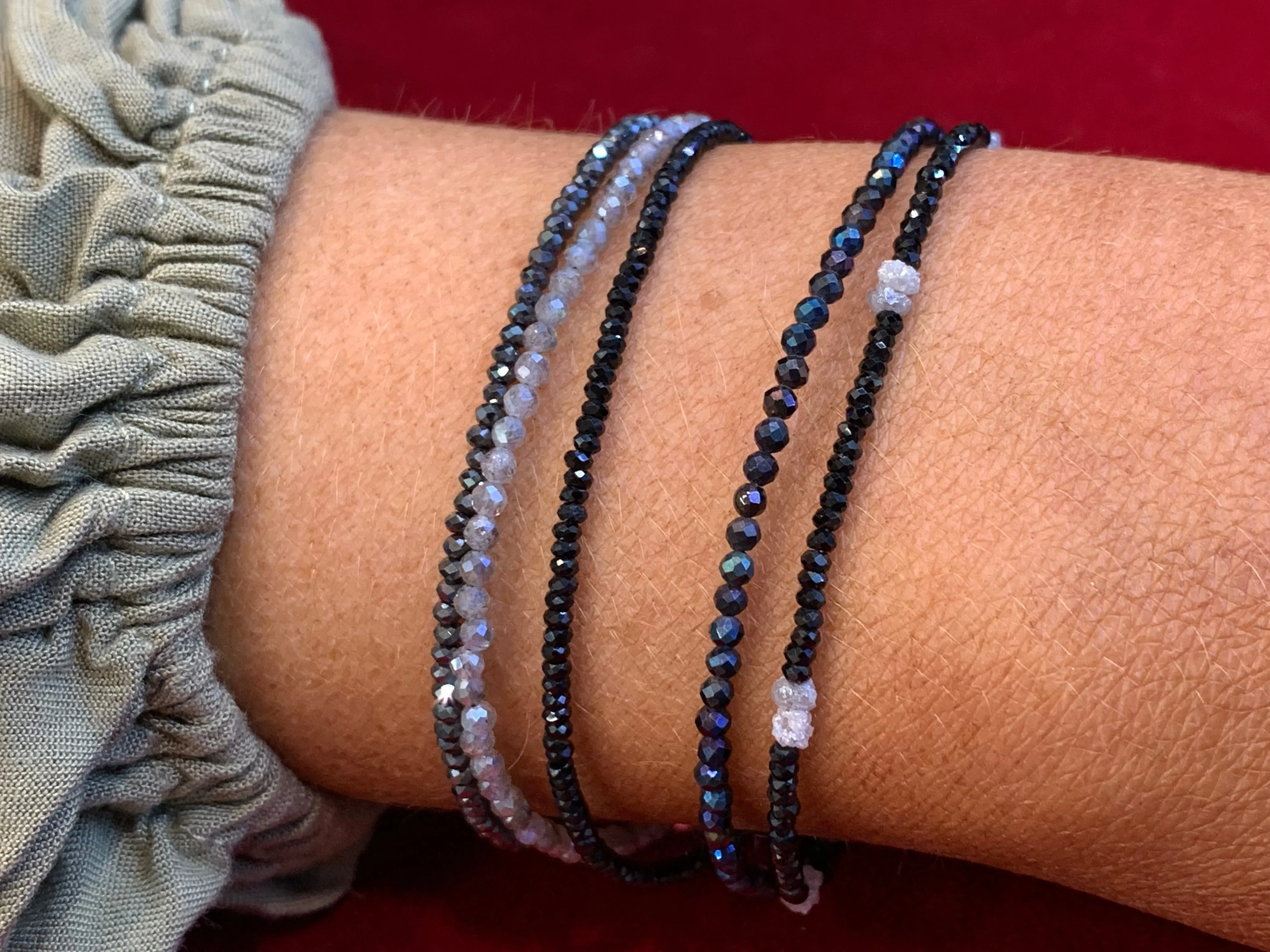 Titanium Quartz Micro Cut Bead Bracelet