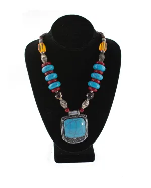 Tribal Turquoise Beaded Necklace Set
