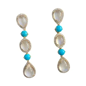 Turquoise and Moonstone Earrings