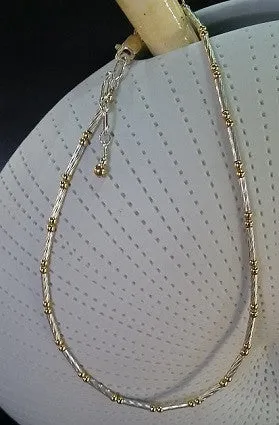 Twisted Tube & Ball Anklet (Sterling Silver)
