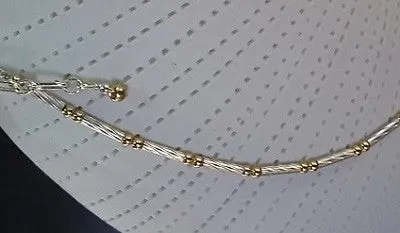 Twisted Tube & Ball Anklet (Sterling Silver)