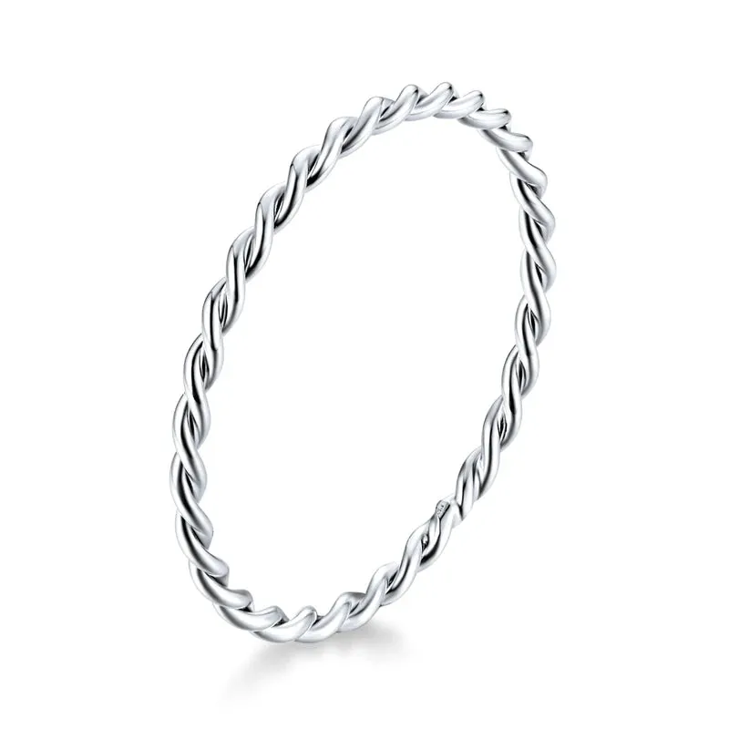 VAIGE 925 Sterling Silver Braided Texture Twisted Eternity Stackable Ring BSR161 - Fine Jewelry for Engagement and Anniversary