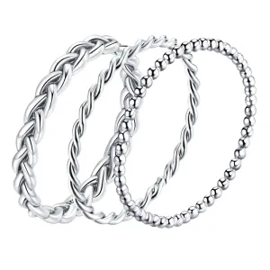 VAIGE 925 Sterling Silver Braided Texture Twisted Eternity Stackable Ring BSR161 - Fine Jewelry for Engagement and Anniversary