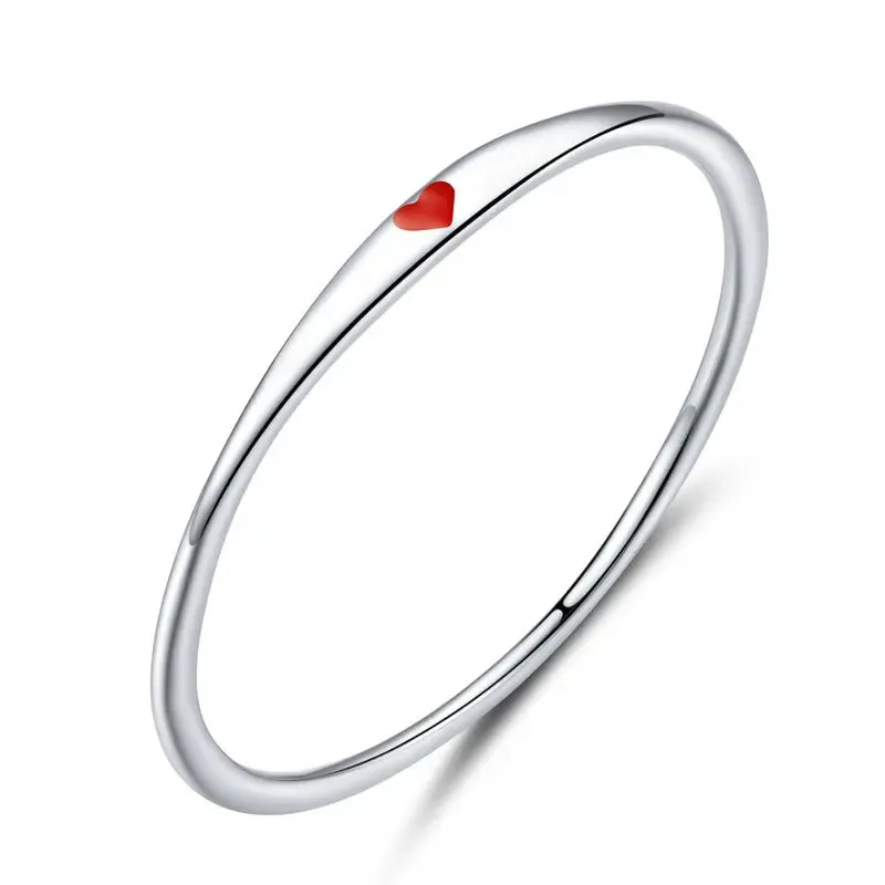 VAIGE 925 Sterling Silver Simple Carved Heart Stackable Promise Ring - Two Colors, Sizes 5-10