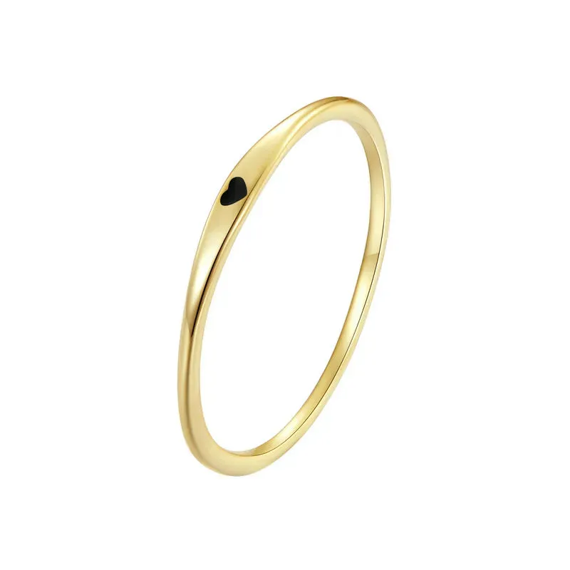 VAIGE 925 Sterling Silver Simple Carved Heart Stackable Promise Ring - Two Colors, Sizes 5-10