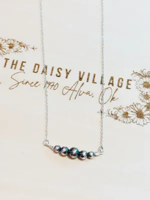 Variated Navajo Pearl Bar Sterling Silver Necklace