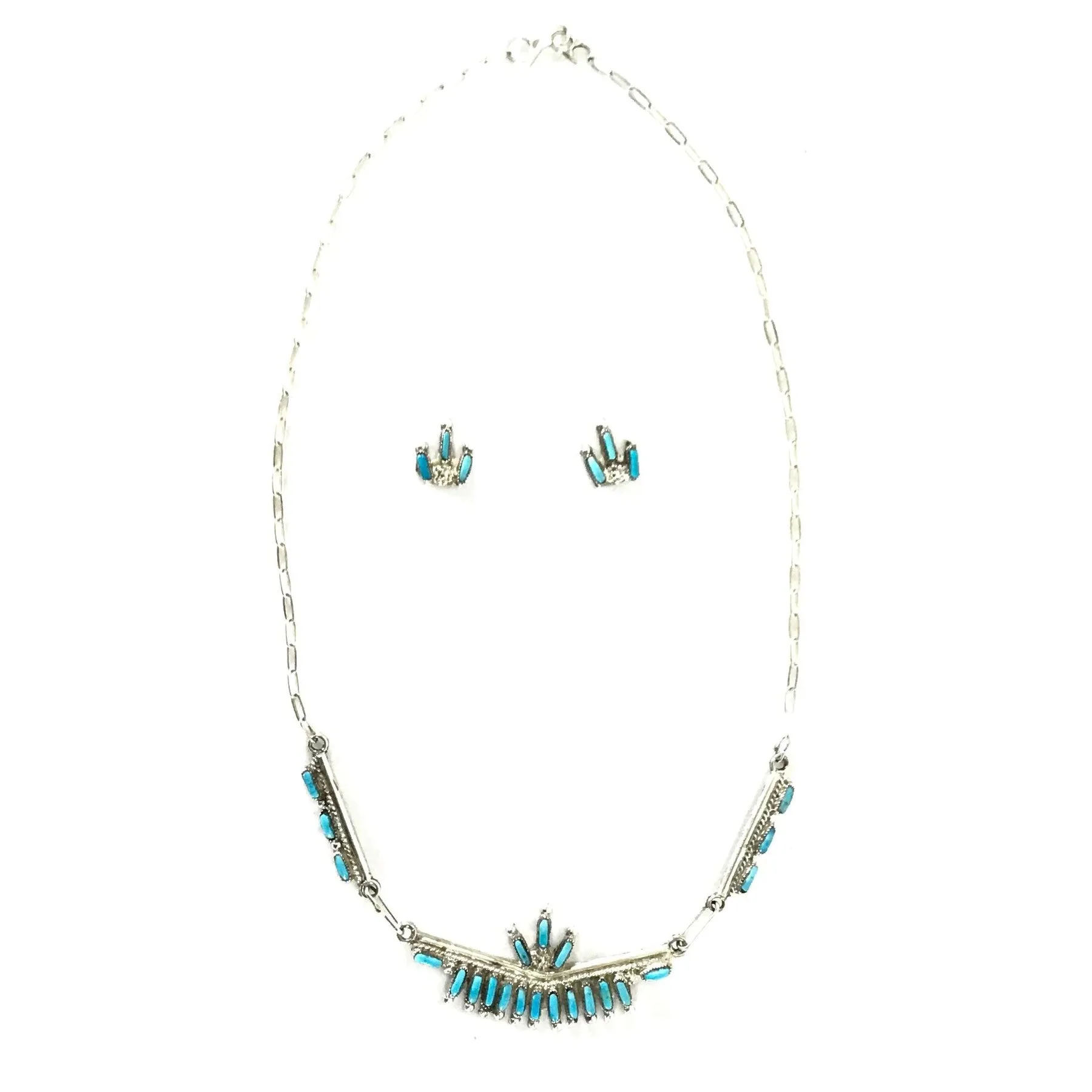 Veronica Yawakia Turquoise Petit Point Necklace and Earring Set