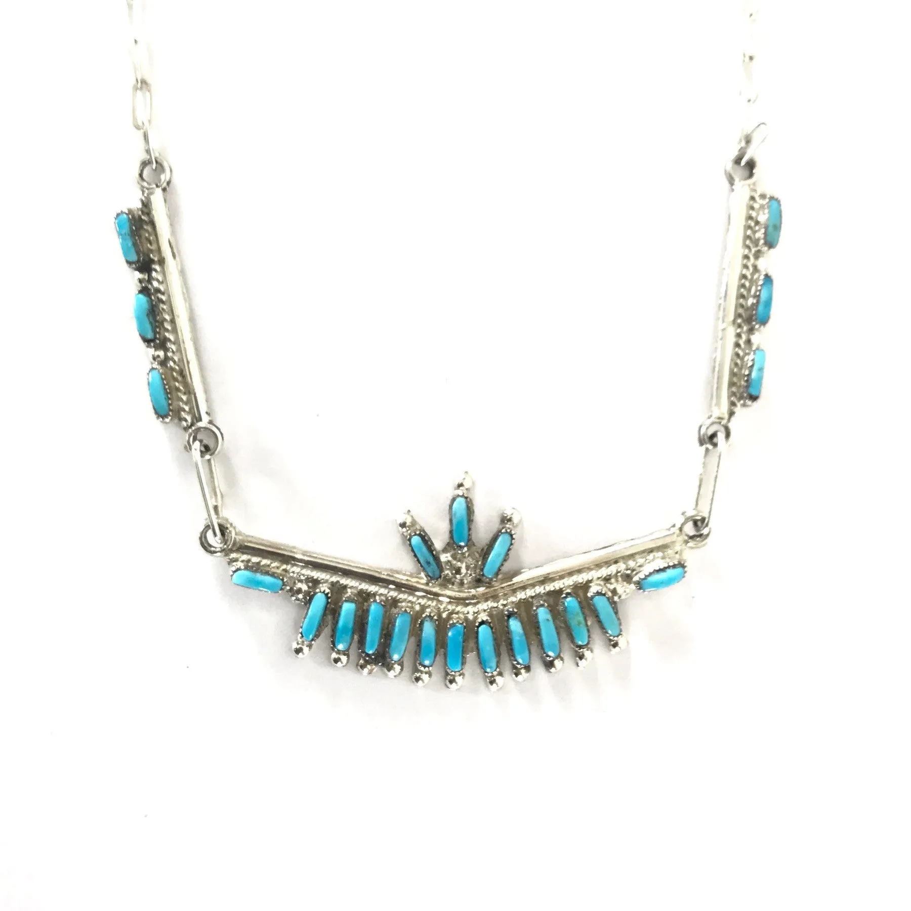 Veronica Yawakia Turquoise Petit Point Necklace and Earring Set