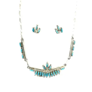 Veronica Yawakia Turquoise Petit Point Necklace and Earring Set