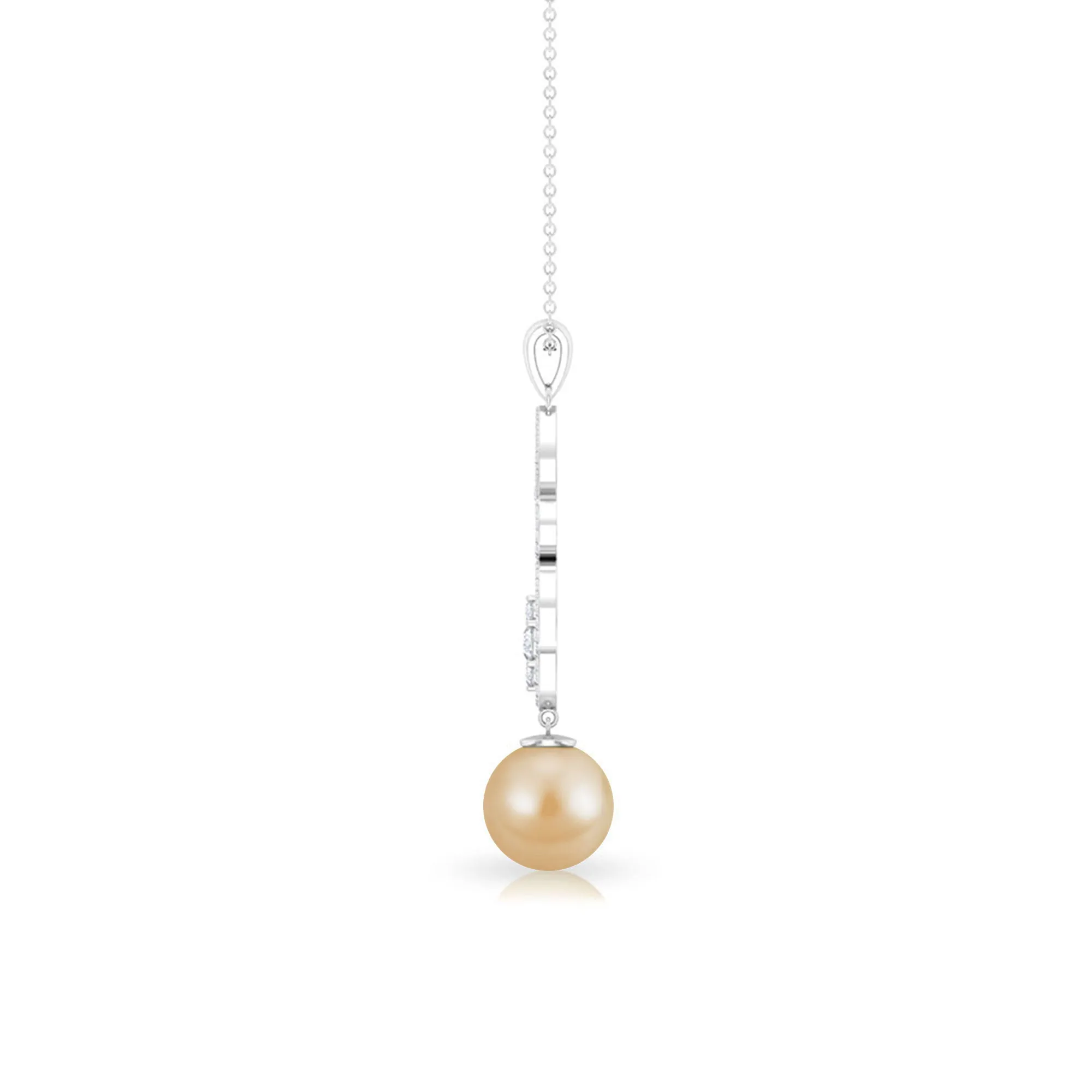 Vintage Inspired South Sea Pearl and Moissanite Dangle Pendant