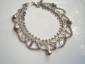 Vintage Middle East Sterling Silver Anklet or Foot Bracelet with Hand of Fatima