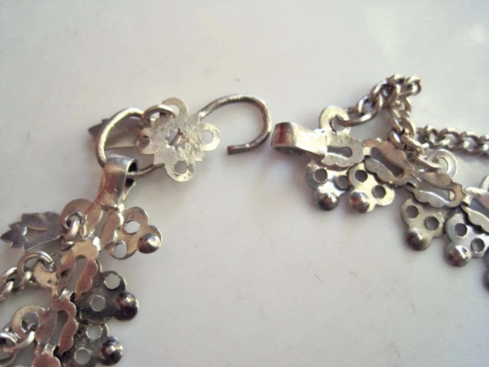 Vintage Middle East Sterling Silver Anklet or Foot Bracelet with Hand of Fatima