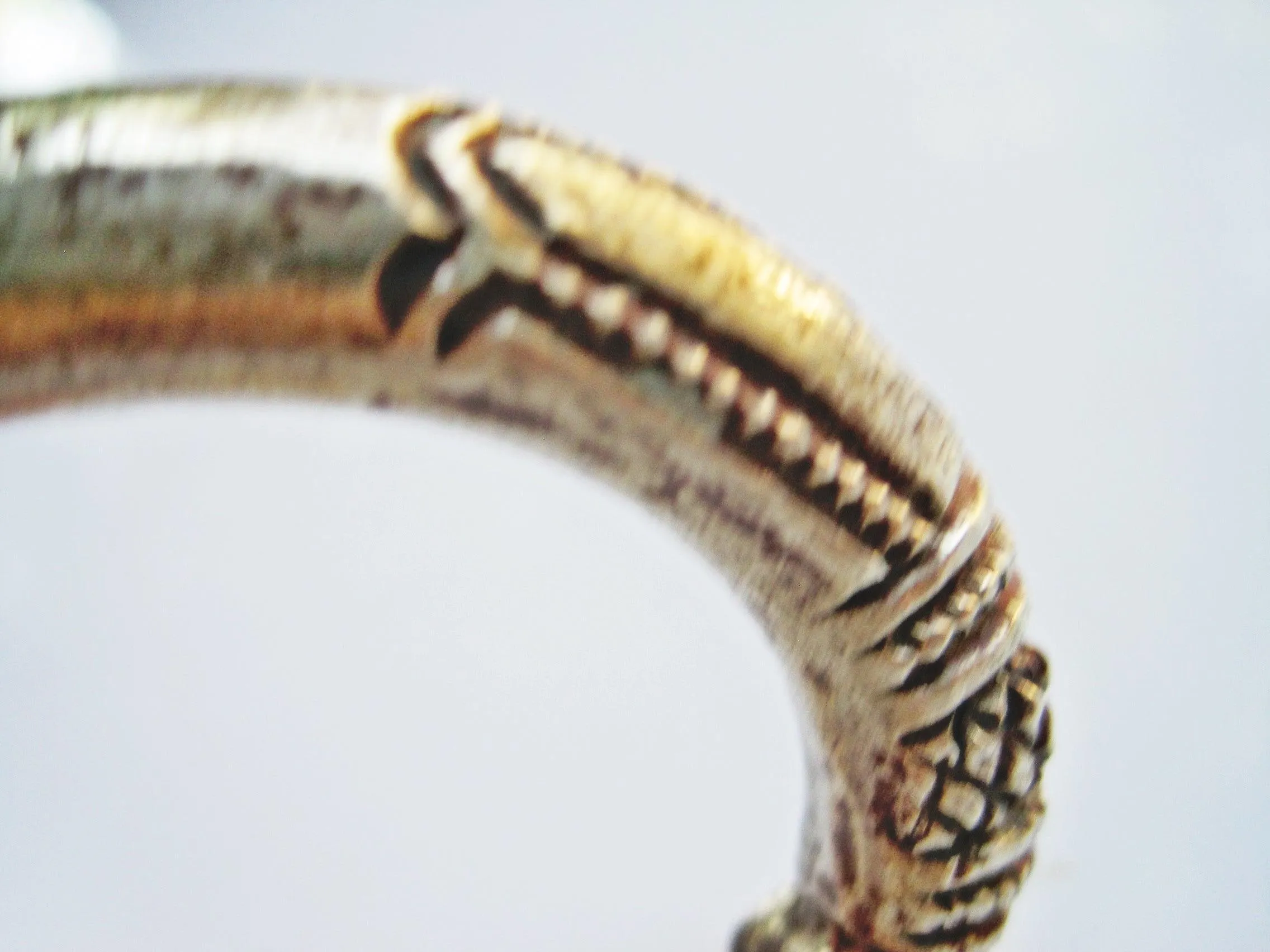 Vintage Solid Bedouin Cuff with Stylized Snake Head Finials