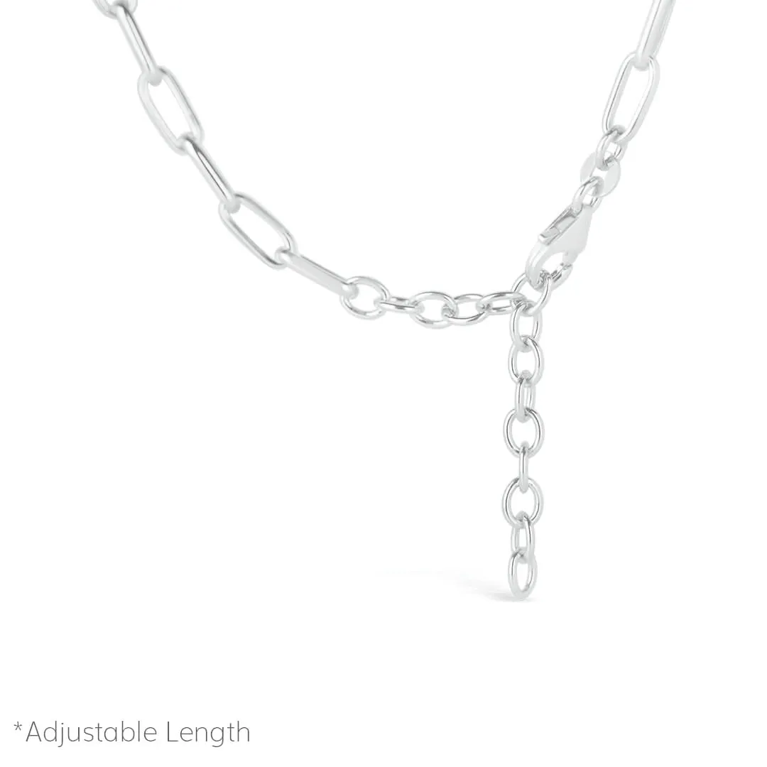 White Baroque Pearl Paperclip Necklace in Silver
