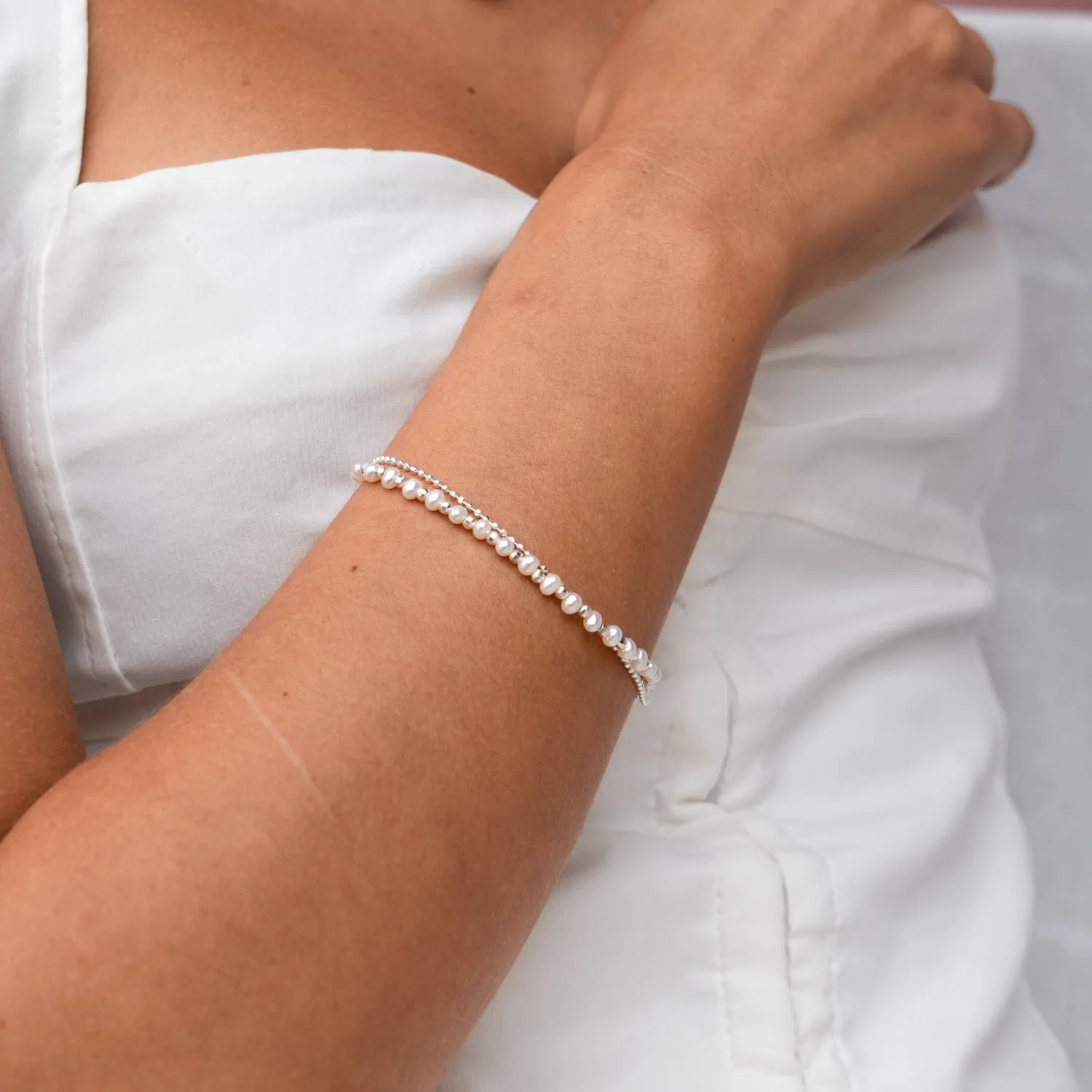 White Freshwater Timeless Pearl Bracelet
