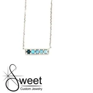 White Gold Topaz Bar Necklace.