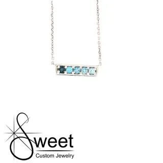 White Gold Topaz Bar Necklace.
