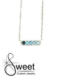 White Gold Topaz Bar Necklace.
