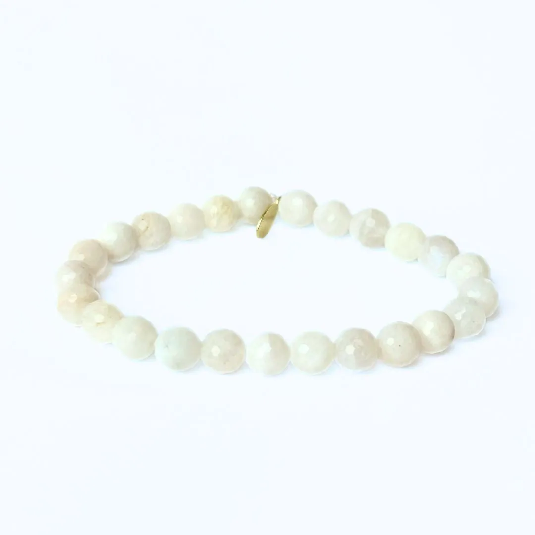 White Moonstone Bracelet | 8mm Faceted