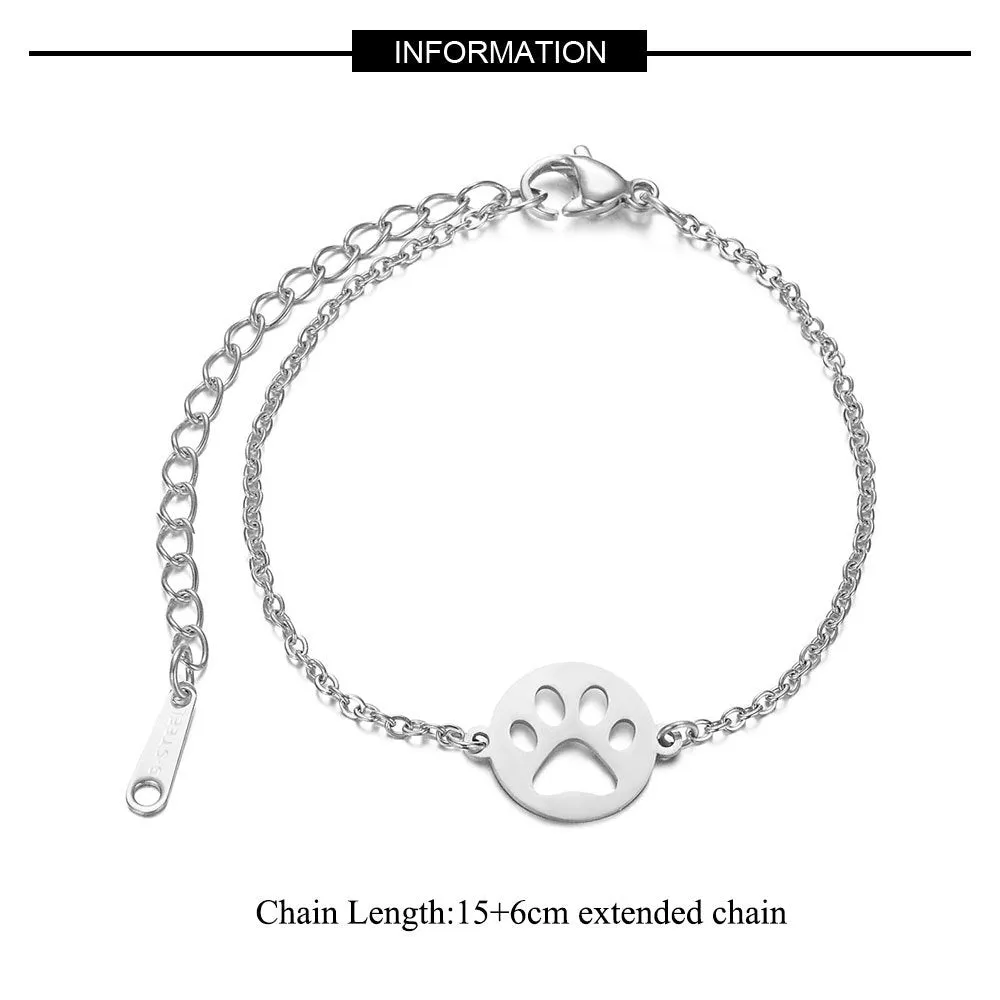 Women's Titanium Steel Paw Print Bracelet